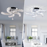 Cainjiazh Modern Crystal Chandeliers Acrylic Crystal Led Ceiling Light Fixtures Arm Pendant Lighting Stainless Steel Ceiling Lamp Hanging Lights for Living Room Dining Room Bedroom (Cold White) Cainjiazh