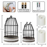 Homemory Rustic Farmhouse Lantern Decor with Flameless Candle & Remote Timer, 2PCS Metal Candle Holder Home Decorations for Fireplace Mantle Kitchen Dining Table Living Room Homemory