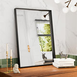 Dimelax Black Vanity Wall Mirror, 22x 30 Inch Rectangular Bathroom Mirrors for Over Sink, Aluminum Metal Framed Mirror, Tempered Glass, Anti-Rust, Wall Farmhouse Mirrors (Horizontal/Vertical) Dimelax