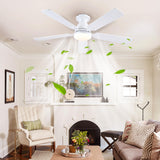 Ceiling Fans with Lights- 52" Low Profile Indoor Ceiling Fan with Light and Remote/APP Control, Flush Mount, LED Dimmable DC Reversible Modern Ceiling Fan for Bedroom（White） Mpayel