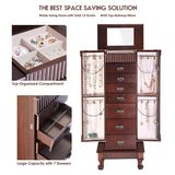 OFFICEJOY Jewelry Armoire Cabinet, Wooden Standing Jewelry Box w/ 7 Drawer, 2 Side Door, Flip Top Mirror, 12 Necklace Hook, Tall Jewelry Storage Chest for Women OFFICEJOY