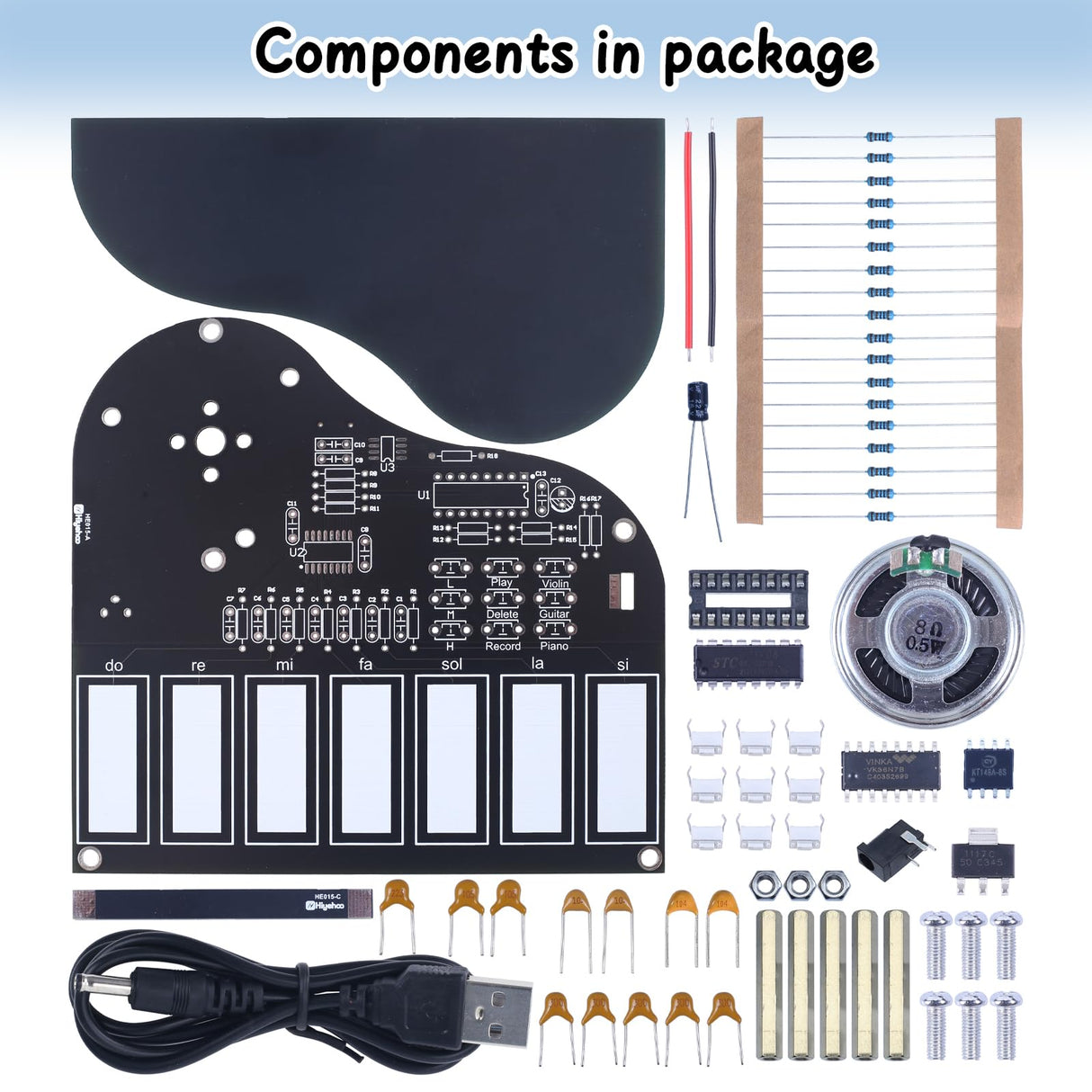 MIOYOOW Soldering Practice Kit, 7 Keys Mini Piano Violin Guitar Soldering Project with 3 Tones, Electronic Musical Instrument Early Learning Educational DIY Soldering Kit for Home School Learning MiOYOOW