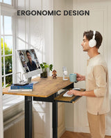 ErGear Electric Standing Desk with Keyboard Tray, 44x24 Inches Adjustable Height Sit Stand Up Desk, Home Office Desk Computer Workstation, Vintage Brown ErGear