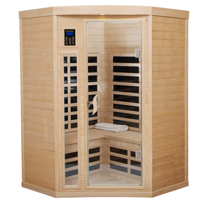 Kanlanth Far Infrared Sauna Low EMF Wooden Sauna for Home, 2 Person Indoor Home Sauna, 1,600watt, Canadian Hemlock, 10 Minutes Pre-Warm up, with Bluetooth, LCD, LED - WoodArtSupply