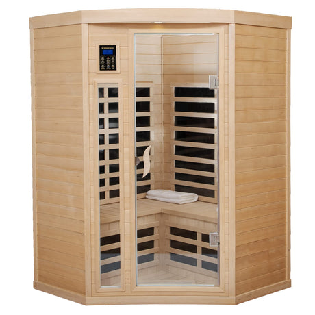 Kanlanth Far Infrared Sauna Low EMF Wooden Sauna for Home, 2 Person Indoor Home Sauna, 1,600watt, Canadian Hemlock, 10 Minutes Pre-Warm up, with Bluetooth, LCD, LED Kanlanth