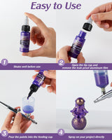 Roizefar Airbrush Paint, 44 Colors with 6 Thinner, Airbrush Paint Set Includes Iridescent & Metallic & Neon & Classic Colors, Water-Based Air Brush Paints Acrylic Ready to Spray, 20ml/Bottle Roizefar