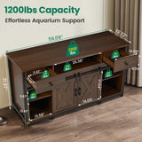Fantico 75-120 Gallon Aquarium Stand with Power Outlets - Dual Aquarium Support, Cabinet Storage, Thick Hardwood Top, Versatile Socket with Adjustable Panels, 1200 lbs Capacity, Rustic Brown Fantico