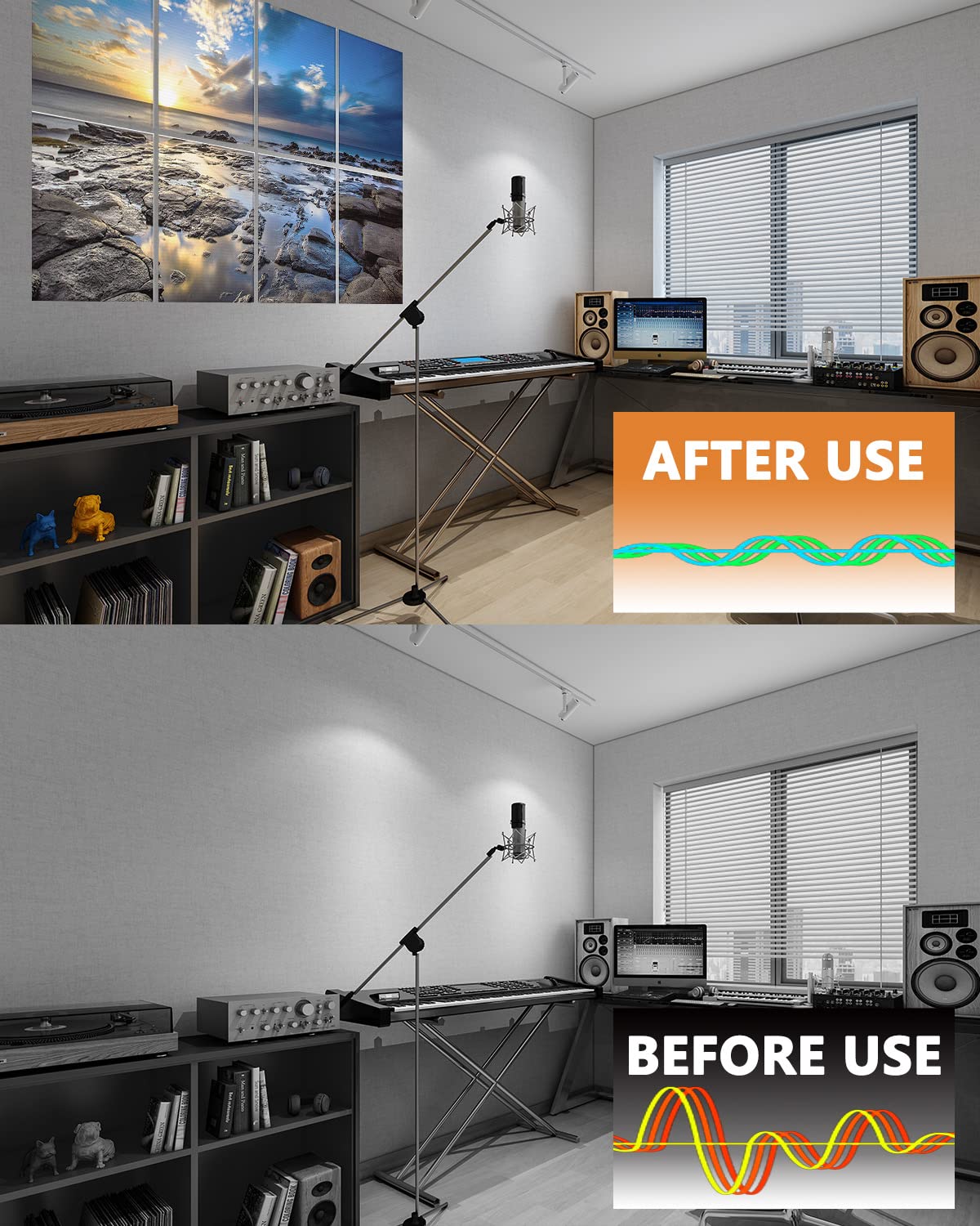 BUBOS 8 Pack Art Acoustic Panels Self-adhesive Soundproof Wall Panels,48X32Inches Sound Absorbing Panels,Decorative Acoustical Wall Panels, Acoustic Treatment for Recording Studio (Coastal rocks) BUBOS