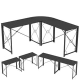 VECELO 59"x59" L Shaped Desk for Computer Gaming Multi-Usage Long 2 Person Table for Home Office Sturdy Writing Workstation, Easy Assembly/Saving Space, Black VECELO