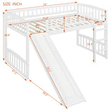 Merax Twin Size Loft Bed with Slide and Ladder, White Wooden Bed Frame, No Box Spring Needed Merax