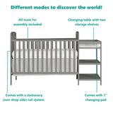 Dream On Me Anna 3-in-1 Full-Size Crib and Changing Table Combo in Steel Grey, Greenguard Gold Certified, Non-Toxic Finishes, Includes 1" Changing Pad, Wooden Nursery Furniture Dream On Me