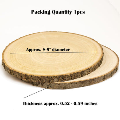 Natural Wood Slices 1 Pcs 8-9 Inches Large Wood Slices for Centerpieces Unfinished Wood Rounds for Crafts and Table Decorations Rustic Wedding Centerpiece Wood Circles for Holiday Decor DIY Projects