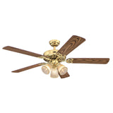 Westinghouse 7233800 Vintage Indoor Ceiling Fan with Light, 52 Inch, Polished Brass Westinghouse