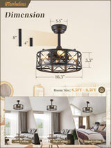 Fanbulous 16in Caged Ceiling Fans with Lights and Remote, Black Fandelier Ceiling Fan with 6 Speeds and Timing, Farmhouse Samll Fan Lights Ceiling Fixtures for Kitchen, Bedroom, Outdoor-Black X Fanbulous