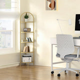 Homhedy 5-Tier Corner Shelf Stand, Metal Corner Bookshelf, Tempered Glass Shelves, Bathroom Storage Rack Shelf, Plant Stand, Modern Style,Golden Homhedy