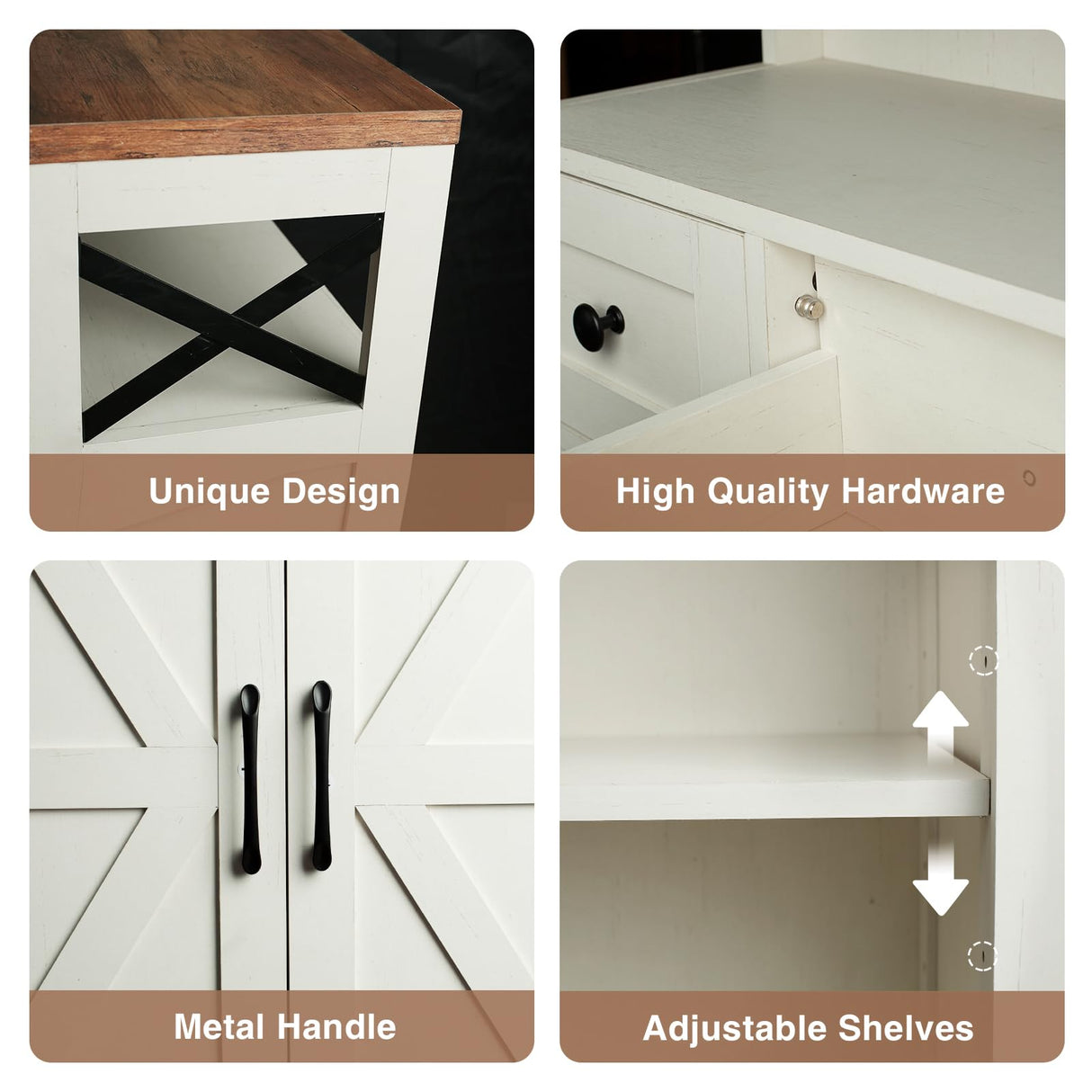 Befrases Antique White Multifunctional Storage Cabinet with Doors and Drawers for Home Organisation Befrases