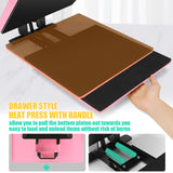 Whubefy Heat Press Machine for T-Shirts 15x15 Slide Out Drawer with Counting Function & 3 Pre-Set Modes, Pressure Knob, Digital Industrial Clamshell Sublimation Printer Heat Transfer Vinyl DIY Pink Whubefy