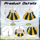 Hying Football Earrings for Women, Sports Rolls Ball Dangle Earrings Green Yellow Tassel Pendant Earrings Holiday Fashion Jewelry Gift Earrings for Super Bowl Celebration Party Favor Hying