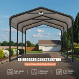 Benass 10x15 Metal Carport, Carport Canopy 10x15 Heavy Duty, Galvanized Steel Roof Car Port with Removable Polyethylene Sidewalls Benass