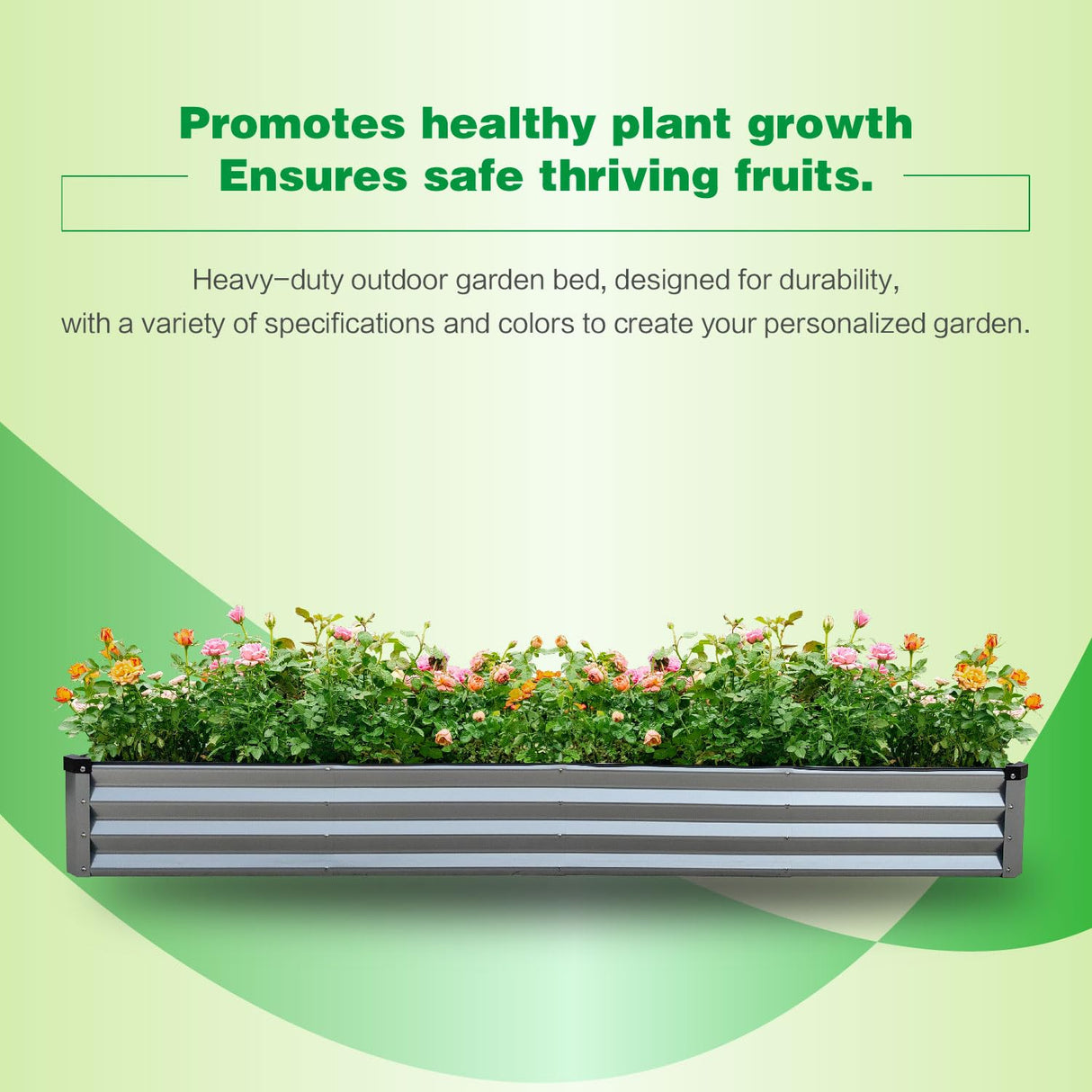 GARDMAX 8x4x1FT Galvanized Raised Garden Bed Kit, Metal Planter Boxes Outdoor with Easy Assembly, Large Garden Bed for Vegetables, Fruits, Flower, Herbs Rectangle Silver Generic