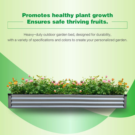 GARDMAX 8x4x1FT Galvanized Raised Garden Bed Kit, Metal Planter Boxes Outdoor with Easy Assembly, Large Garden Bed for Vegetables, Fruits, Flower, Herbs Rectangle Silver Generic