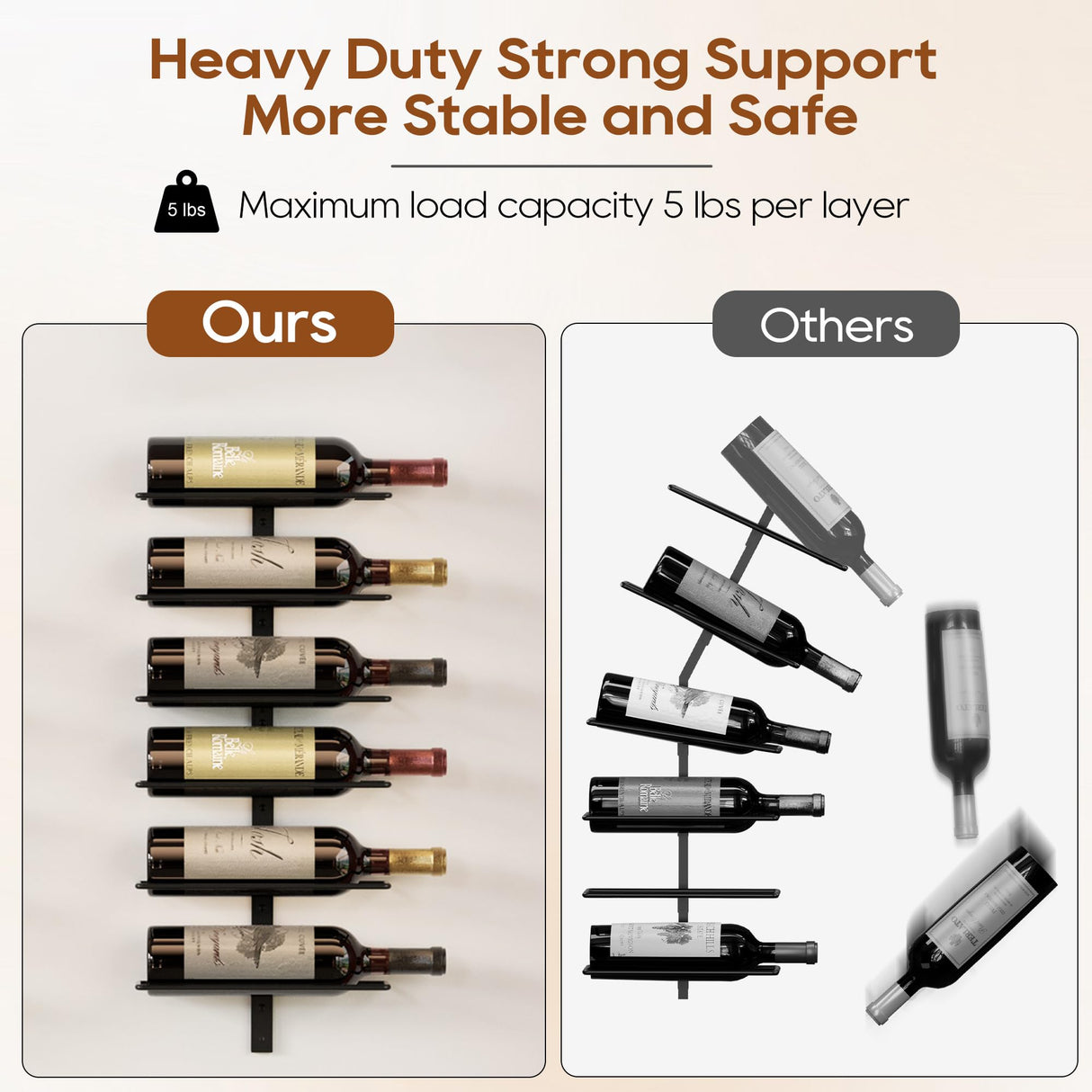 B4Life 12 Bottle Wall Mounted Metal Wine Rack - Heavy Duty Storage Display Holder for Home Bar Wine Cellar B4Life