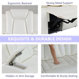 Anthato Power Recliner Sectional Sofa Set with LED, Modern L-Shaped Reclining Sofa, Leather Reclining Corner Couch with Cup Holders/Storage/USB Charging Ports for Living Room/Home Theater, Cream White Anthato