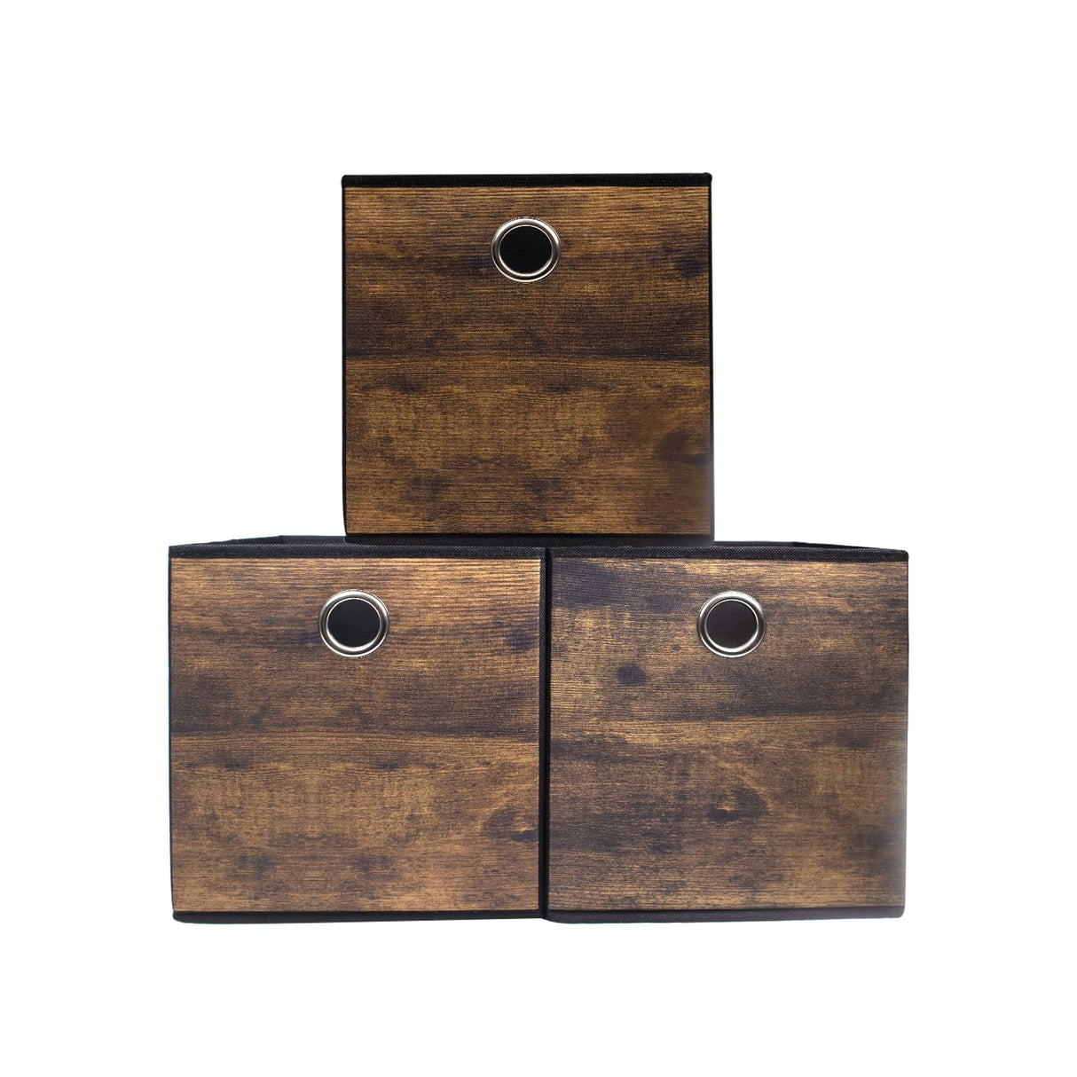 Sturdy Storage Bins with Exquisite Wood Grain Pattern,Thickened Fabric Cube Baskets,Open Container box for Organizer Shelf,Cabinet,Closet,Bookcase,Nursery,Office,Home,Storeroom,10.2x10.2x11in,Set of 3 KANCNT