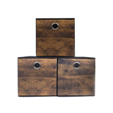 Sturdy Storage Bins with Exquisite Wood Grain Pattern,Thickened Fabric Cube Baskets,Open Container box for Organizer Shelf,Cabinet,Closet,Bookcase,Nursery,Office,Home,Storeroom,10.2x10.2x11in,Set of 3 KANCNT
