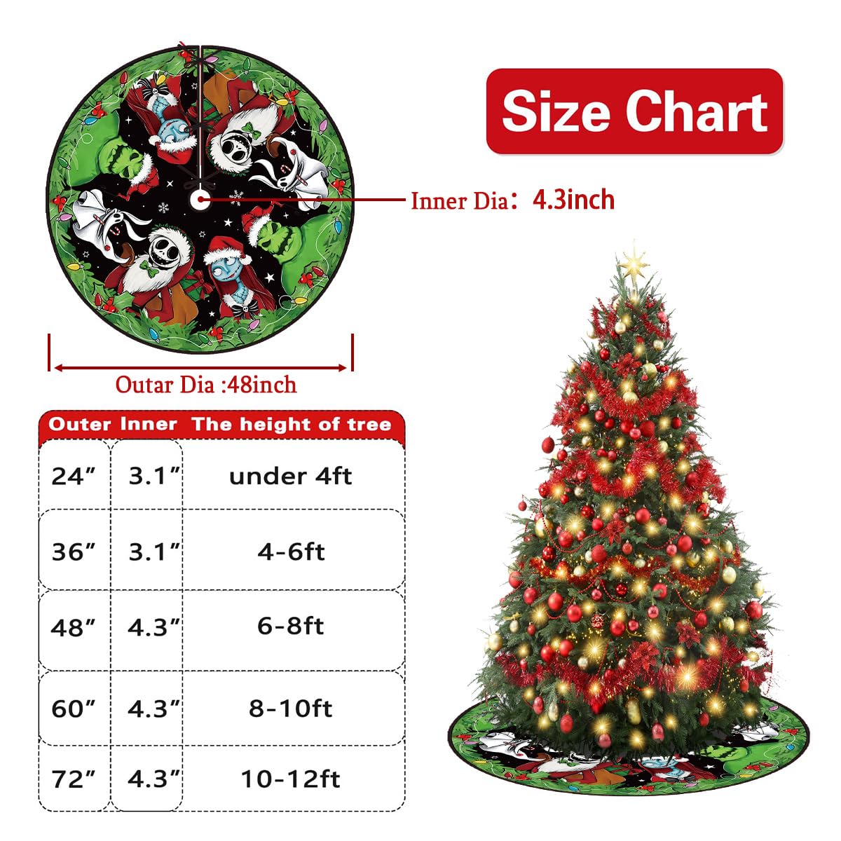 Christmas Tree Skirt 48 Inch Tree Collar Holiday New Year Winter Xmas Tree Decor Christmas Decorations for Home Party Yarcooly