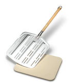 Hans Grill Pizza Stone PRO XL Baking Stone For Pizzas use in Oven, Grill or BBQ FREE Long Handled Anodised Aluminium Pizza Peel | Rectangular Stone 15 x 12" Inches | For Pies, Pastry, Bread, Calzone Hans Grill