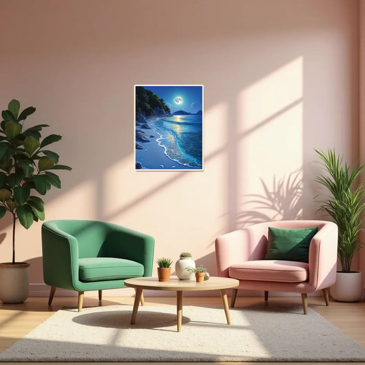 Beach Moonlight Paint by Numbers Kit for Adults Beginner Ocean Oil Painting Kit Adult Paint by Number Kits on Canvas Moon DIY Painting for Beginners Art by Numbers for Gifts Home Wall Decor 16x20 Inch obterie