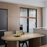 YISDESIGN 71" Wood Linear Pendant Light Wood Linear Dinning Room Light Island Lights LED Dimmable Linear Chandelier 40w for Dining Room Pool Table Walnut Color YISDESIGN