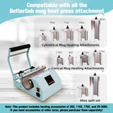 BetterSub 4in1 Set 3oz Shot Glass Tumbler Heat Press Machine 30oz 20oz Sublimation Straight Skinny Tumbler, 11oz 15oz 16oz 17oz Sublimation Mug Heat Transfer Teal BetterSub