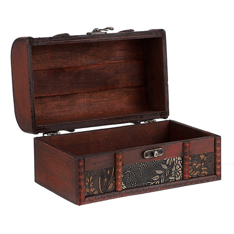 ELLDOO Vintage Treasure Chest Box, Pirate Keepsakes Box for Kids Gifts, Wooden Treasure Storage Box Decorative Box for Jewelry Pearl Trinkets, Medium ELLDOO