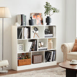 YAHARBO White 10 Cube Bookshelf,3 Tier Modern Horizontal Bookcase,Wooden Low Book Shelf Display Storage Cabinet with Base,Floor Standing Short Bookshelves Open Organizer for Bedroom,Living Room,Office YAHARBO