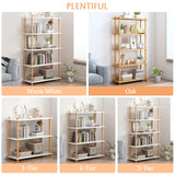 IOTXY 5-Tier Wooden Shelf Bookcase - Modern Open Bookshelf, Free Standing Storage Rack, Multifunctional Display Stand for Home and Office, Oak, Rectangle IOTXY