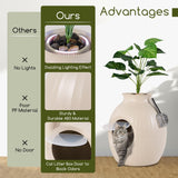 Tangkula Hidden Litter Box Plant, Cat Litter Box Enclosure Furniture with Odor Removal System, 4 Modes Lights, Artificial Plant, Pebbles, Door, Scoop, Planter Litter Box for Large Cats, Easy to Clean Tangkula