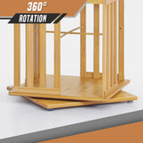 SFIHOME Bamboo Rotating Bookcase 5-Tierd Rotating Bookshelf Tower for Storage, Revolving Floor Standing Book Shelves 360 Degree Spinning Bookshelf for Living Room, Bedroom, Office and Library SFIHOME