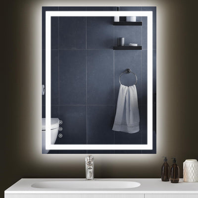 YOLEO 20x28 LED Bathroom Mirror, 28x20 Led Mirror for Bathroom with Front and Backlit, Lighted Bathroom Vanity Mirror for Wall, Anti-Fog, Dimmable, Memory Function, 3 Colors, Horizontal/Vertical