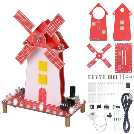 DIY Windmill Solder Practice Kit for Beginners, Soldering Practice Kit with LED Flashing Light & Adjustable Rotation Speed for Students Soldering Training, School STEM Education Project IS