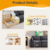 ISHUHL Cloud Modular Sectional Sofa, 124" Oversized Sectional Couches for Living Room, Convertible Deep Seat Sofa Set, Corduroy U Shaped Couch with 2 Ottoman (Dark Grey) ISHUHL
