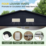 Breezz Outdoor Storage Shed 10 x 12ft. Utility Tool Shed Metal Storage Garden Shed with Lockable Doors, Windows & Metal Frame Floor for Patio Storage,Brown BreezZ