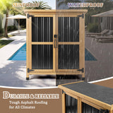 Weatherproof Outdoor Storage Cabinet with Lockable Doors, Wood & Metal Garden Storage Shed Patio Storage Box for Tools & Lawn Equipment, Pool Accessories PetsCosset