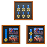 6 Medals Shadow Box Display Case, Solid Wood Sport Medal Display Frame, Medal Photo Frame, Perfect for Marathon, Runner, Awards, War Military, Race wisnew