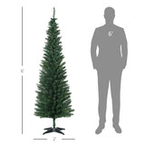 HOMCOM 6' Artificial Pencil Christmas Tree, Slim Xmas Tree with 390 Realistic Branch Tips and Plastic Stand, Green HOMCOM