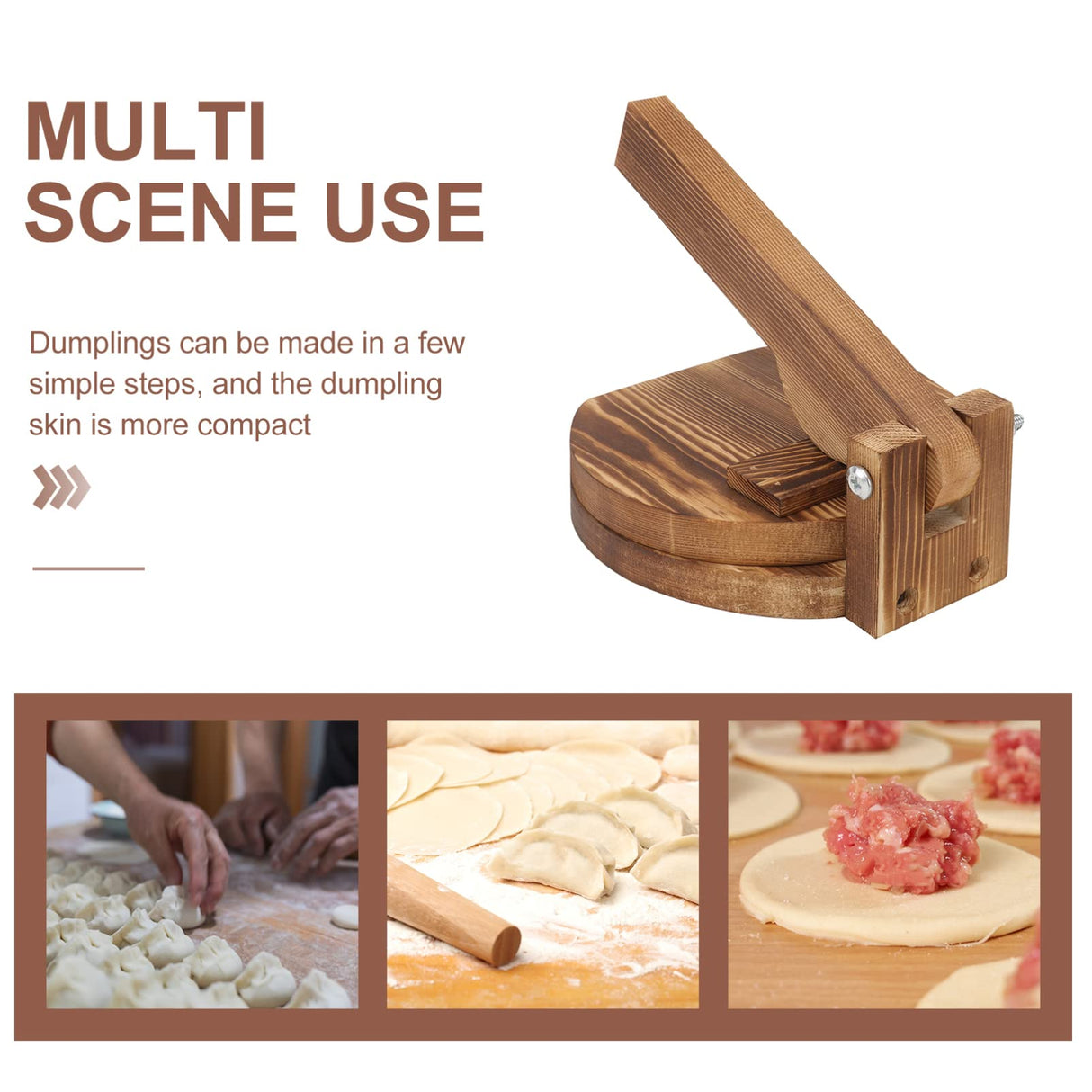 DOITOOL Wood Tortilla Press, Dumpling Skin Maker Presser Traditional Wood Dough Presser Tortilla Sope Maker, Heavy Duty Corn Tortilla Machine DOITOOL
