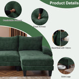 Karl home U-Shape Sectional Sofa Couch 111" Modern 4-Seat Sofa with Chaises Chenille Fabric Upholstered Covertible Couch with Wood Grain Legs for Living Room, Reception Room, Apartment, Green Karl home