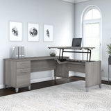 Bush Furniture Somerset 72W 3 Position Sit to Stand L Shaped Desk in Platinum Gray Bush Business Furniture
