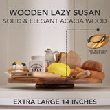 ORIDOM Acacia Wood Lazy Susan, Wood Turntable Tray Cabinet Organizer,14" oridom